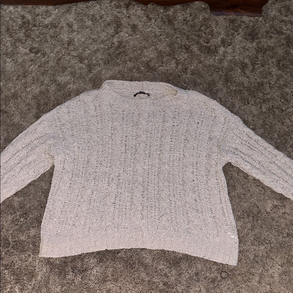 American Eagle Outfitters Textured Knit Sweater in Cream